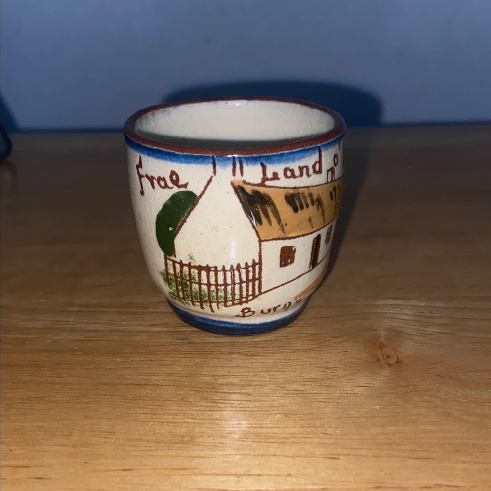 Torquay vintage Egg cup Hand painted ‘Burns Cottage’